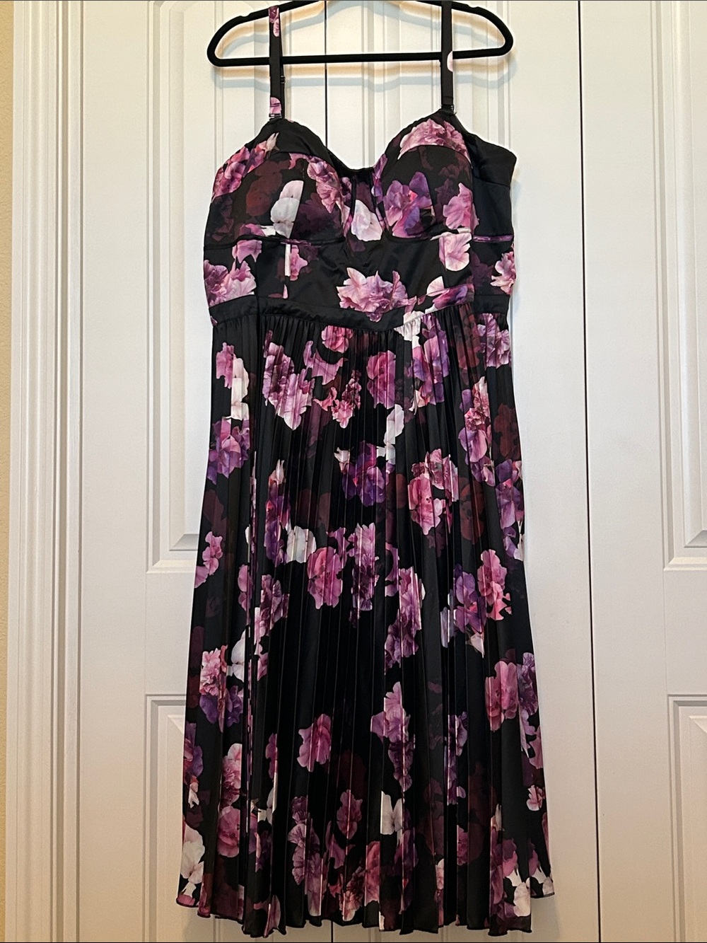 City Chic Black Dress with Pink & Purple Floral Print